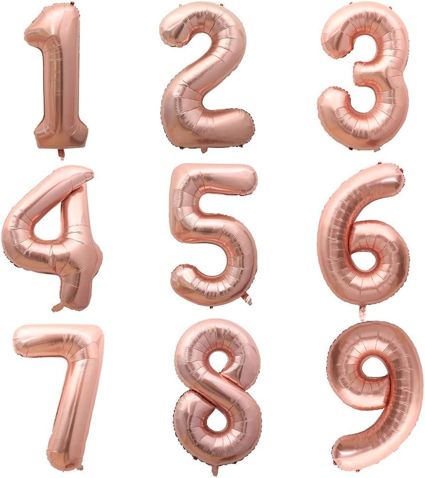 40 Inch Rose Gold Jumbo Digital Balloons,Numbers Balloon 0-9 Foil Mylar Big Birthday Party Decorations, Wedding, Anniversary(Rose Gold,Number 1)