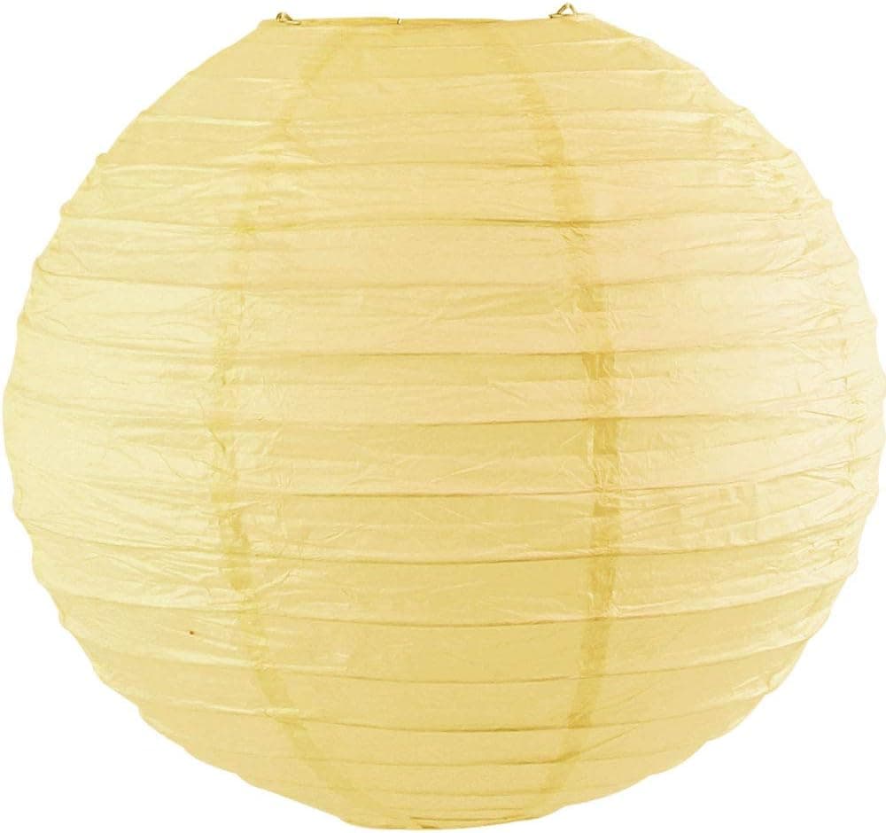 Just Artifacts 16-Inch Round Chinese Japanese Paper Lantern (1pc, Pale Yellow)