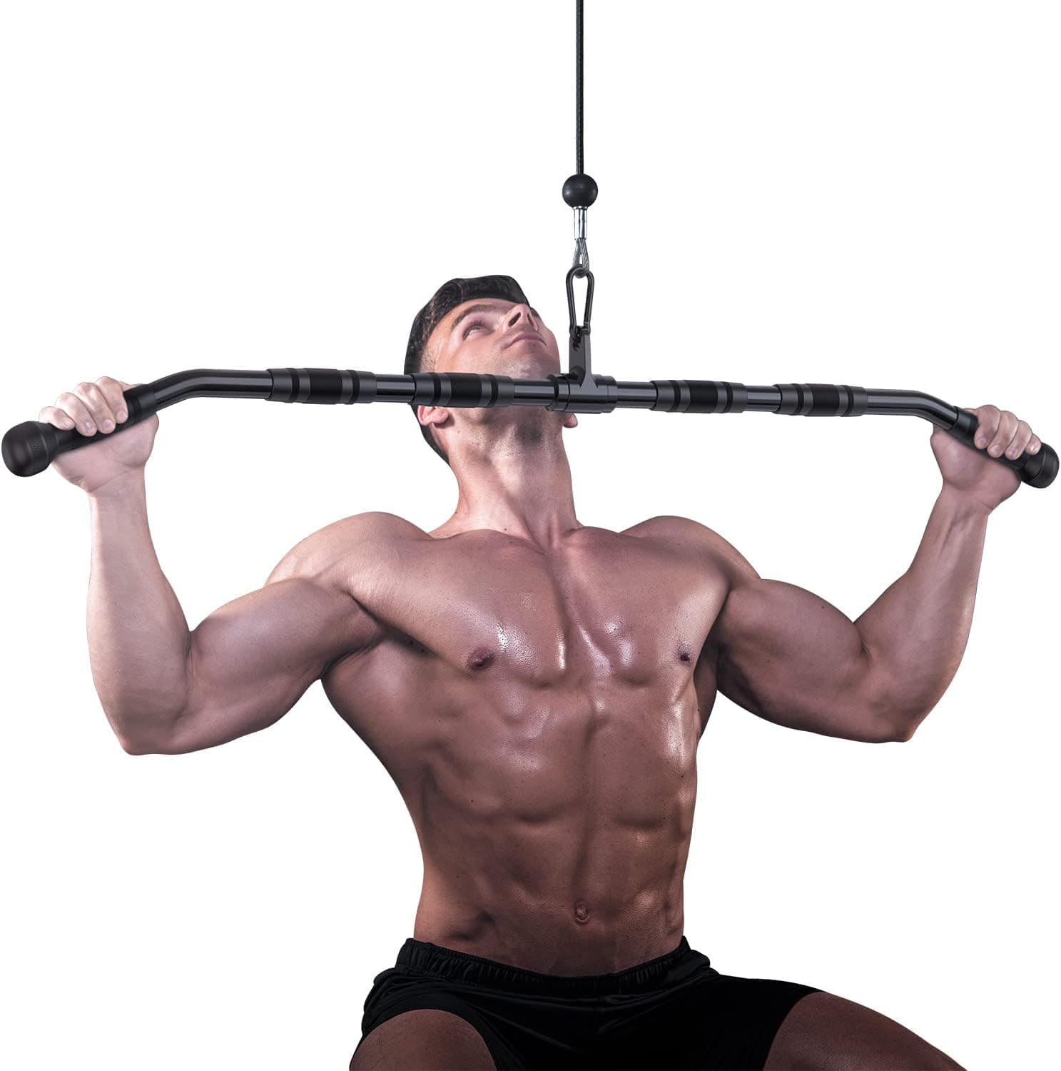 LAT Pulldown Bar, Cable Curl Bar Attachments for Gym, Tricep Press Down Bar for Cable Pulley System, LAT Pull Down Bar, LAT Bars Cable Machine Attachments for Weight Lifting, Home Gym Accessories
