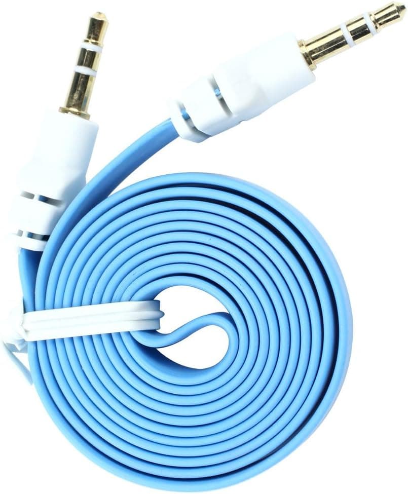 niceeshop(TM) PVC Flat Noodle Shape 3.5mm Male to 3.5mm Male Stereo Audio Auxiliary Aux Cable (Light Blue,1m)