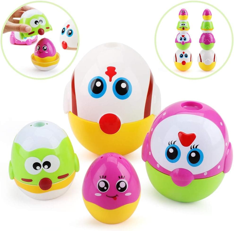 Amy & Benton Chicken Eggs Stacking Toy for 1 2 3 Year Old Nesting Toys for Baby and Toddlers Birthday Gift