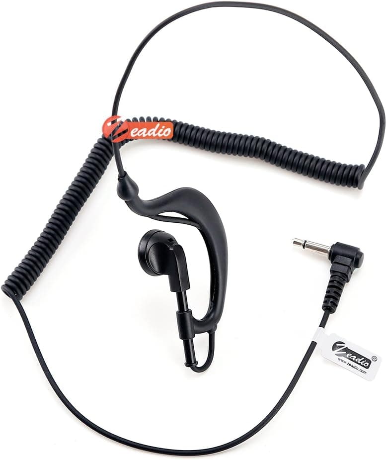 Zeadio ZP-AR127 Receiver/Listen ONLY G Shape Earpiece with 3.5mm Connector for Cell Phone, Two-Way Radios, Transceivers and Radio Speaker Mics Jacks