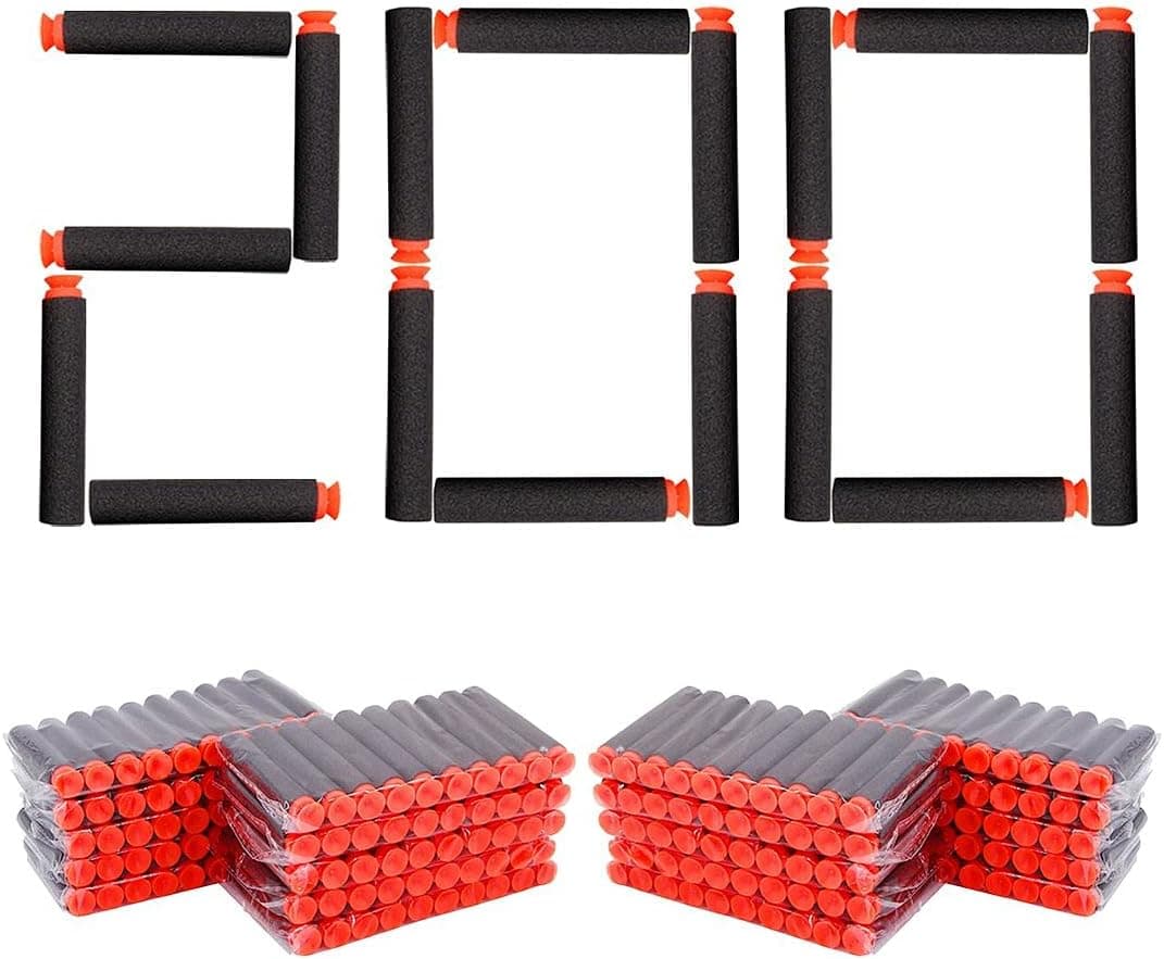 BOROLA 200pcs 7.2cm Refill Bullet Darts Compatible for Nerf Elite Series Blasters Kid Toy Gun - Dark Black,Suctio