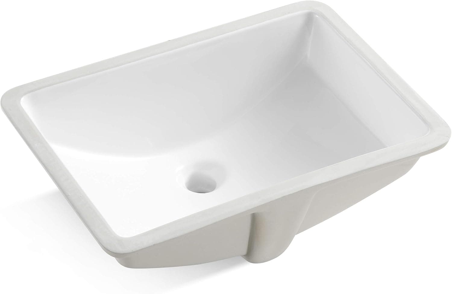 Koozzo 21" Ceramic Bathroom Sink, Rectangular Single Bowl with Overflow, White Vanity Basin