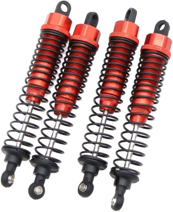 RCAWD 1/10 Buggy Truck Shock Absorber 108004 Damper 108mm Oil Adjustable Alloy Aluminum Rc Car Upgraded Hop-up Parts Hpi Hsp Axial Tamiya Redcat Himoto 4Pcs(Red)