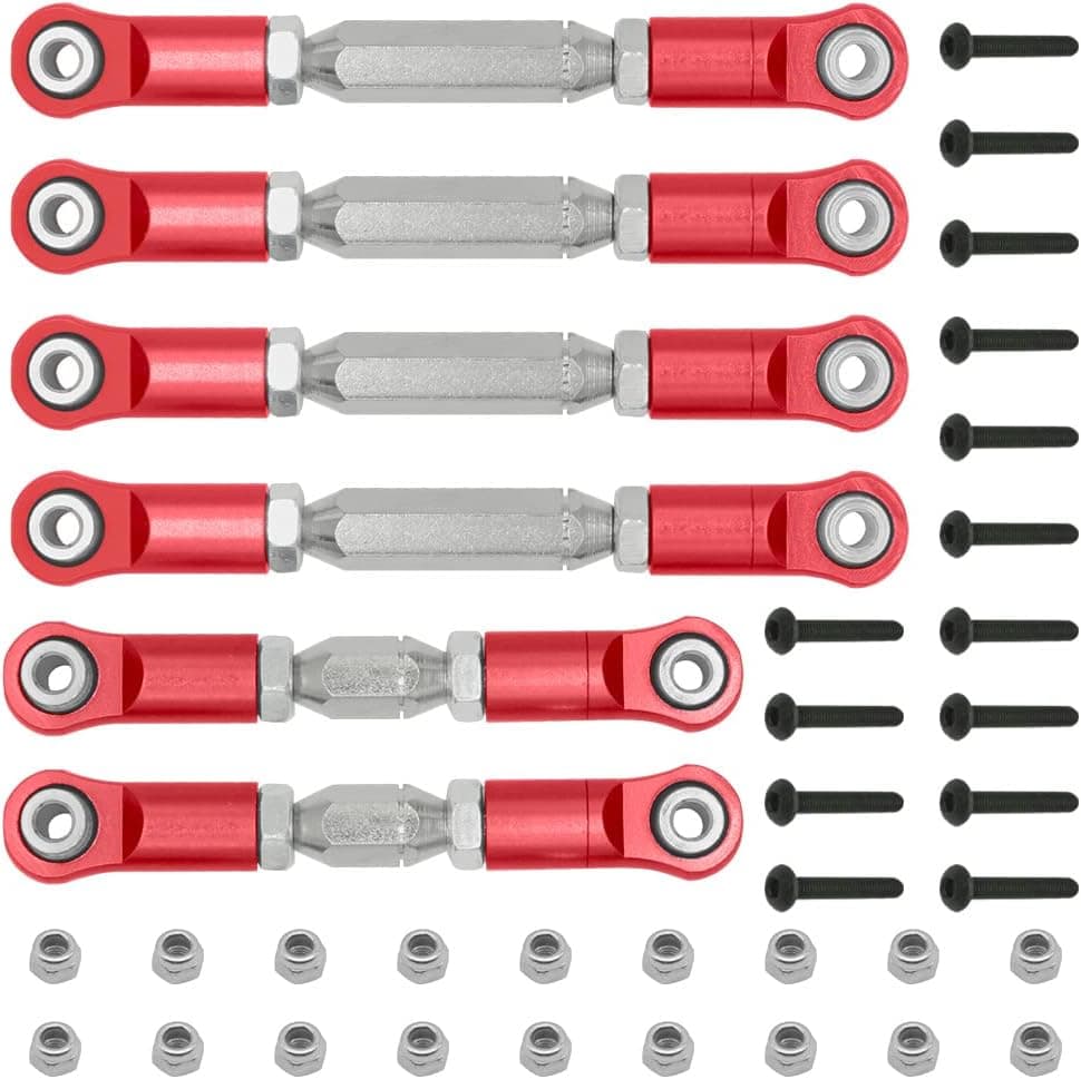 OGUNKE RC Aluminum AdjustableTie Rods & Turnbuckles Toe Links Set Linkage Steel Upgrade for 1/10 Arrma Senton 4X4 550 Granite 4X4 550(Replace Part:#AR330446#AR330515) Red