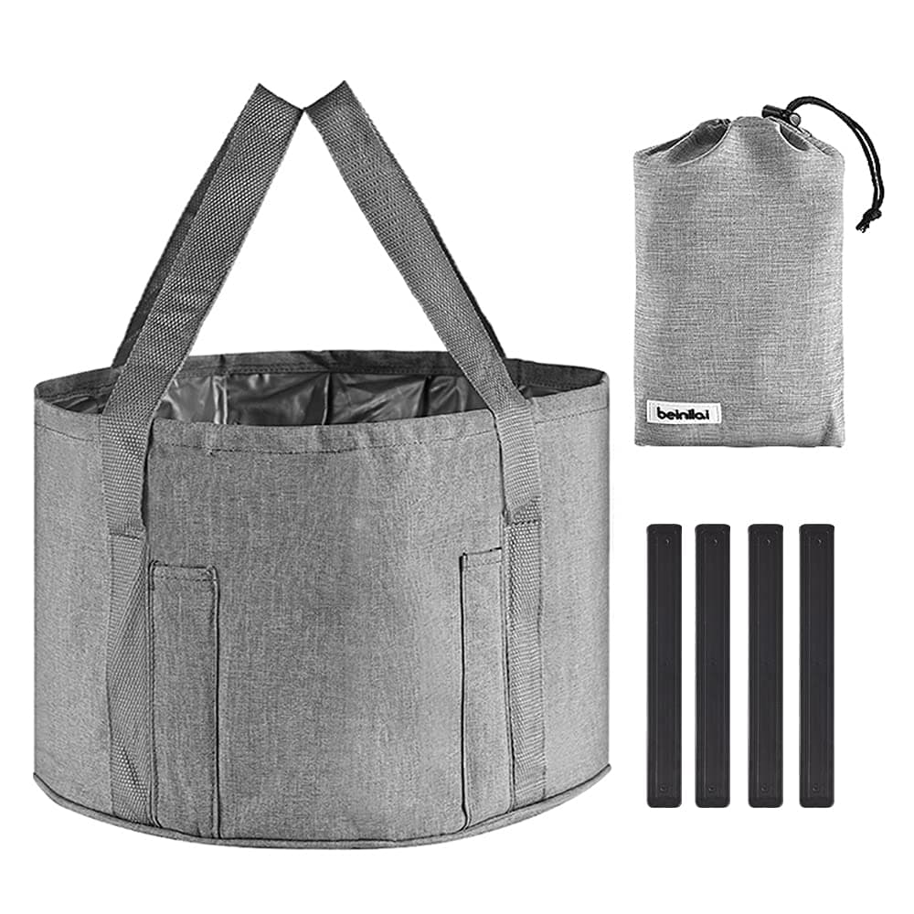 Beinilai 30L Large Collapsible Foot Bath Basin, Portable Foot Soak Tub,Multifunctional Collapsible Bucket for Travel, Finishing Bucket, Collapsible Wash Basin for Camping Outdoor, Grey