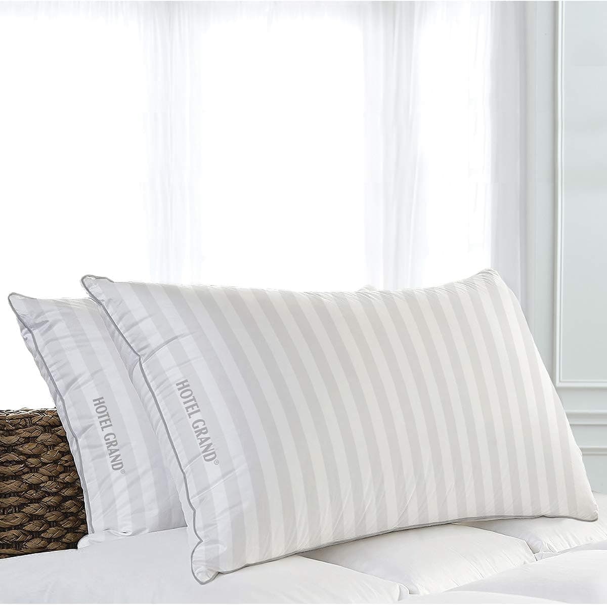 Hotel Grand Softy-Around Feather & Down Pillows 500 Thread Queen 20x28 - 2 Pack
