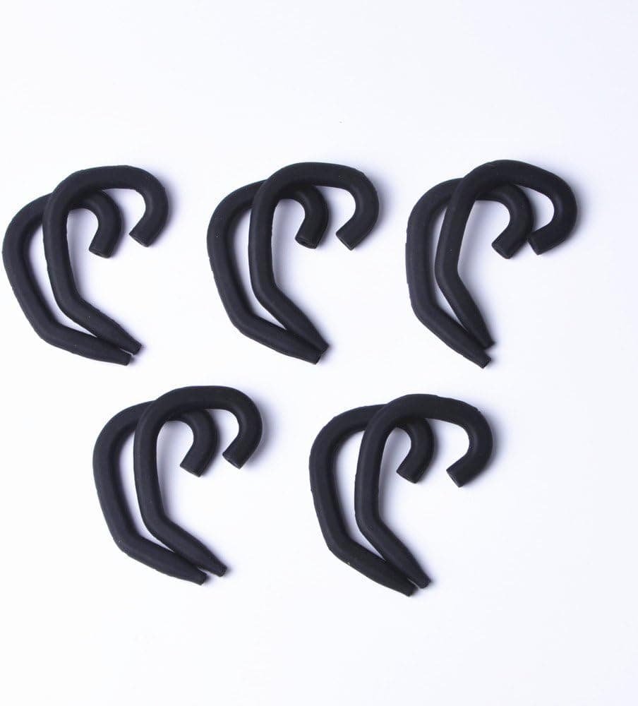 Ear Hooks for Earbuds WOOeasy EG-5PC 5 pairs Soft Earphones wire Hangers Silicone Sport Earhook/Headphones Cable hanger for walk/running/sport/outside (5 pairs Black)
