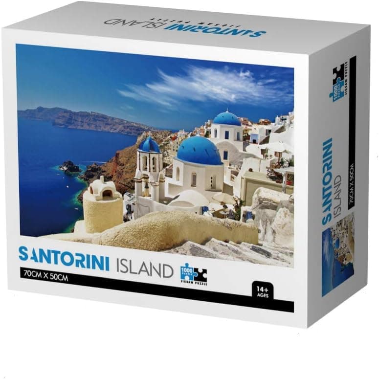 Jigsaw Puzzle for Adults 1000 Pieces - Santorini Greek Island sea View Jigsaw Puzzle Set Intellectual Decompressing Fun Family Game Large Kids Puzzle Game Toys Gift for Family and Friends