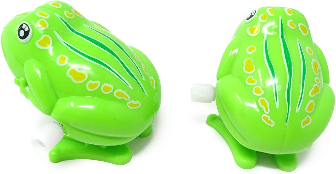HONBAY 2PCS Cute Nostalgic Jumping Frog Toys with Clockwork