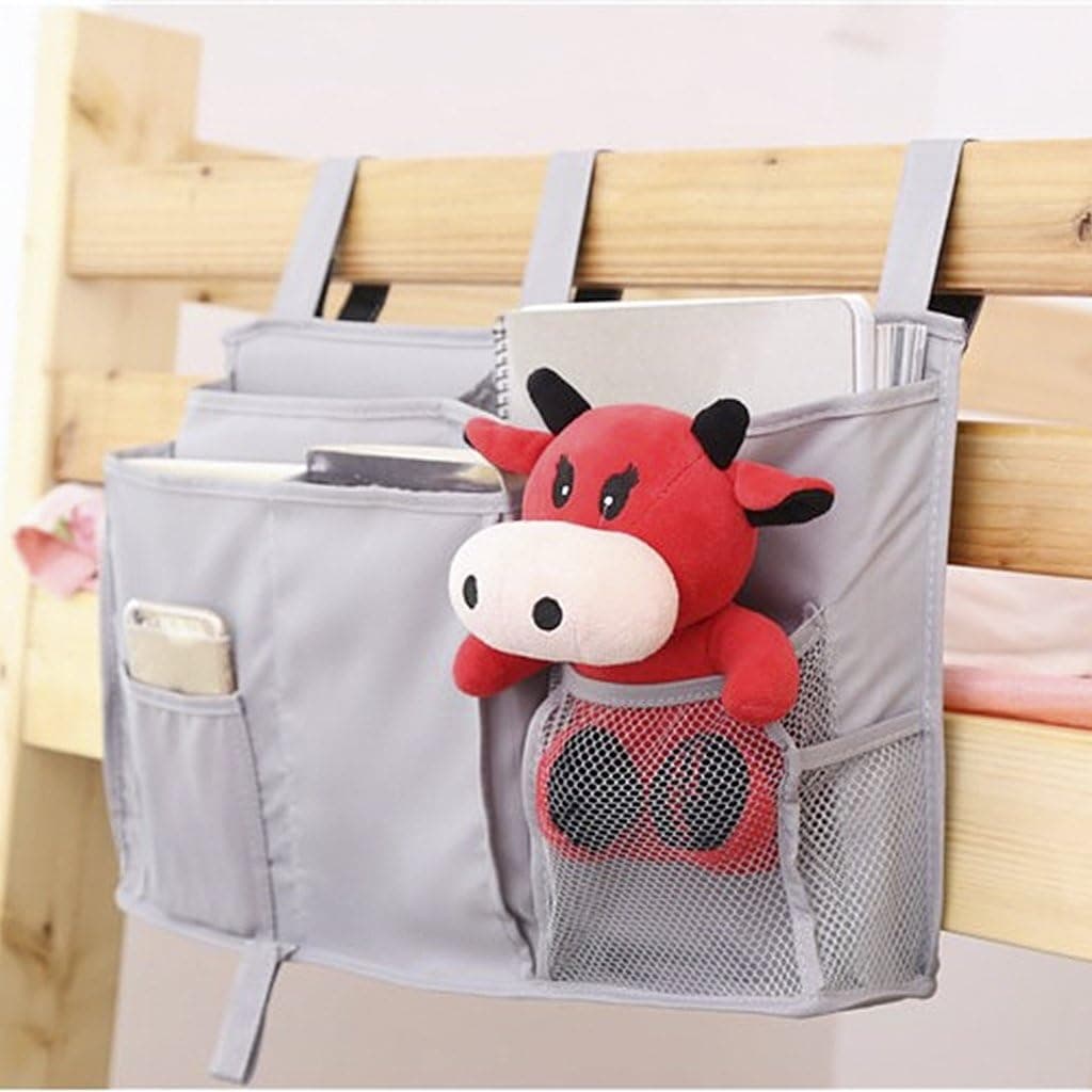 8 Pockets Hanging Bedside Caddy for Dorm Room Cabin Beds/Bunks Nursery Baby Cot Stroller Book Magazine Cellphone Kids Diaper Toys Cup Bottle Holder Bedside Tidy Organiser Storage Caddy Pouch Bag Gift