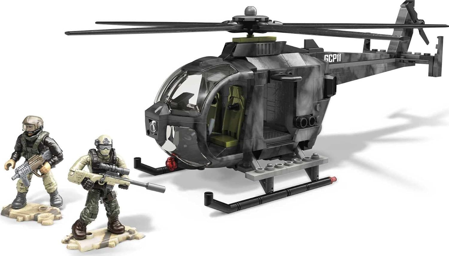 MEGA Call Of Duty Toy Vehicle Buiding Set, Special Ops Copter Camo Helicopter With Opening Cockpit, 2 Poseable Micro Action Figures and Accessories