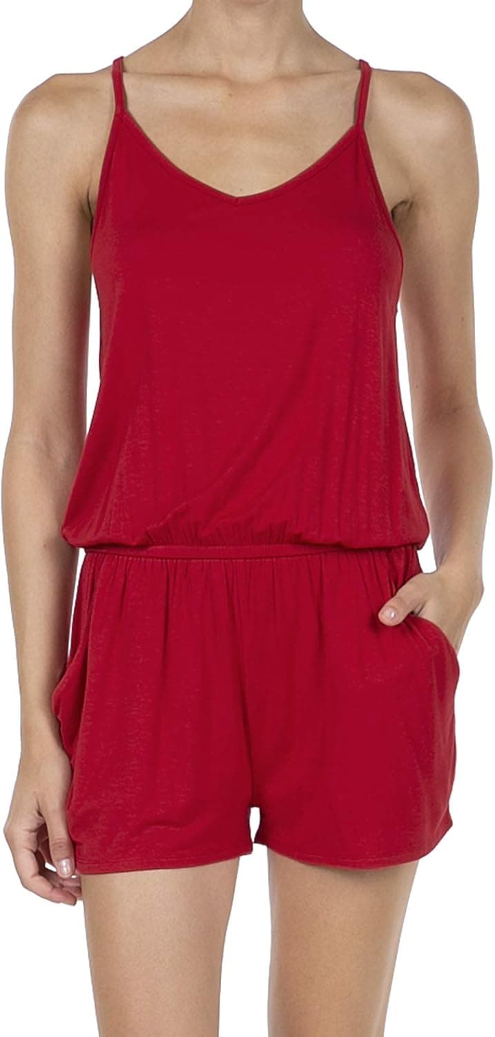 SHOP DORDOR Women's Summer Casual Spaghetti Strap Sleeveless Short Jumpsuit Rompers