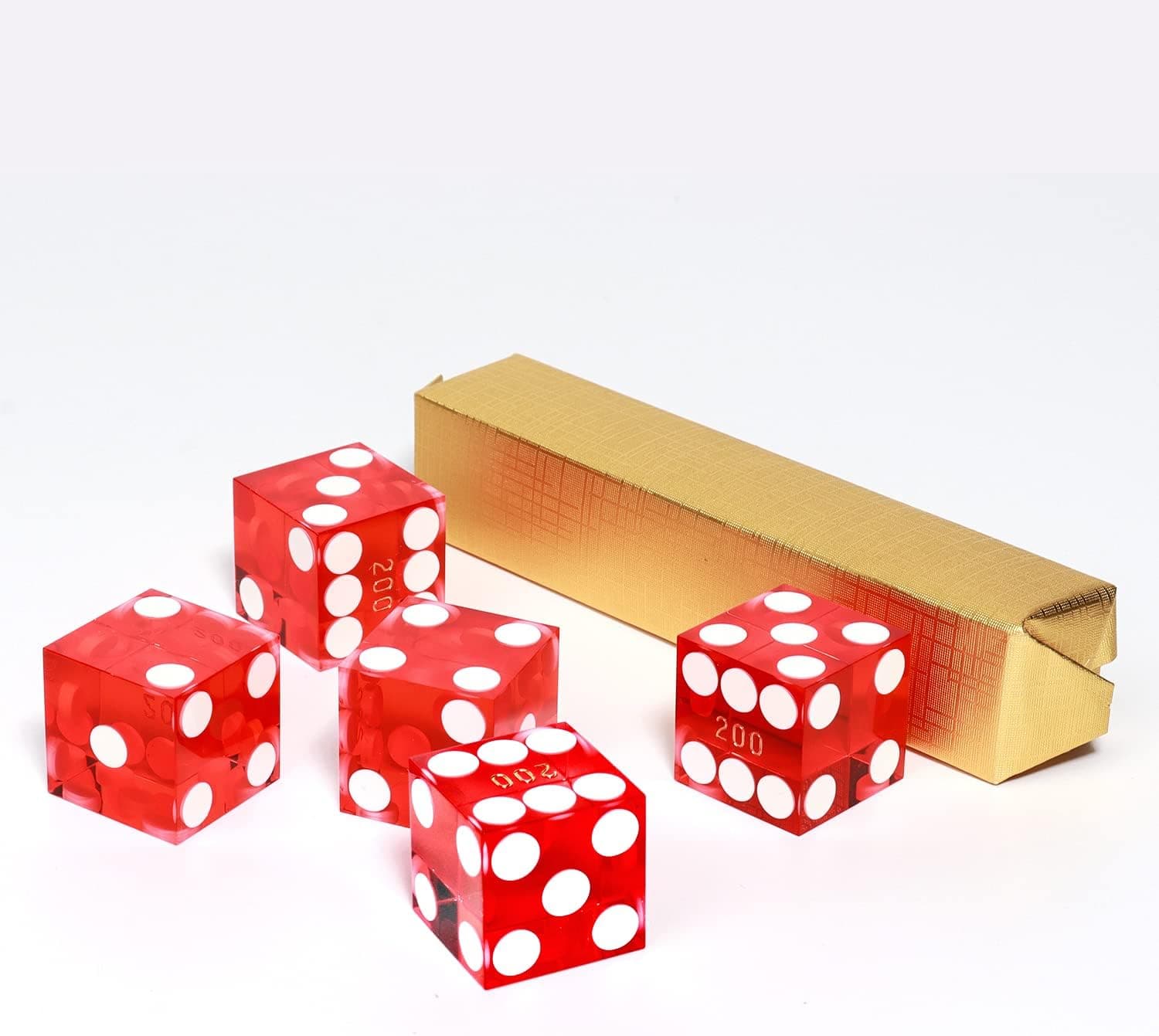 AAA Grade 19mm Pro Vegas Casino Style Craps Dice Set of 5 with Razor Sharp Edges & Matching Serialized Numbers for RPG, Dice Stacking, Yahtzee Dice Games