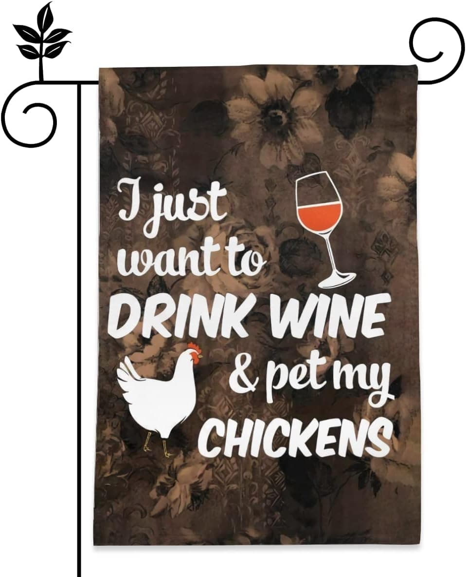 LOISTAVA Love Chickens Garden Flag Polyester Double Sided Vertical Decorative Small Banner 12 x 18 Inch For Home House Farmhouse Yard Lawn Indoor Outdoor