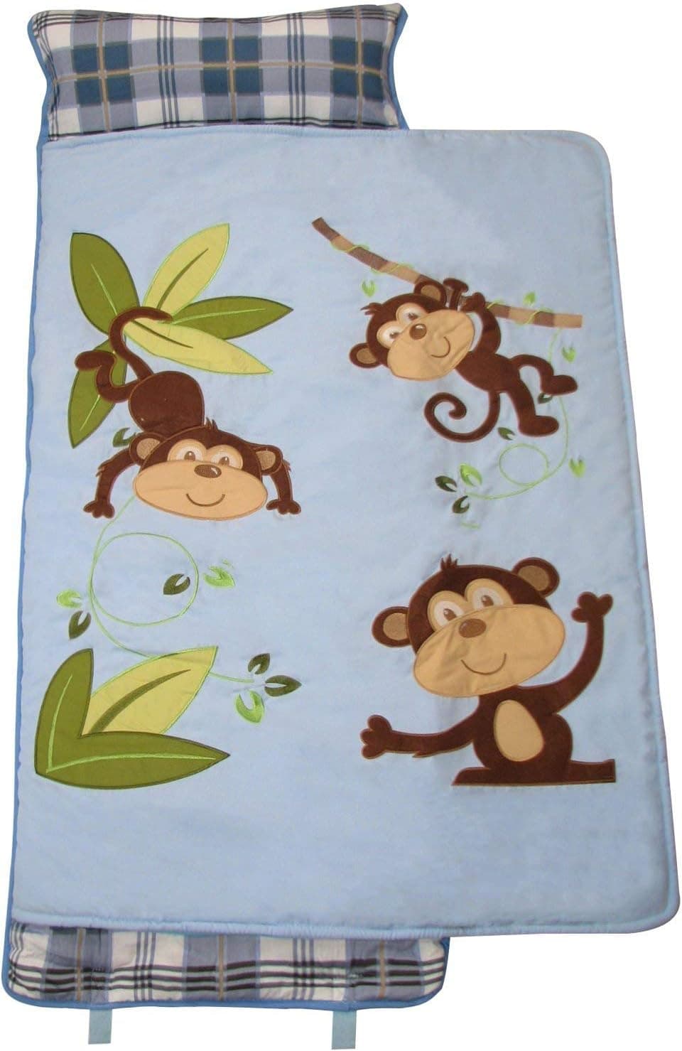 SoHo New Playful Monkey nap mat for Toddler Preschool Day Care with Pillow Lightweight Rolled nap mats