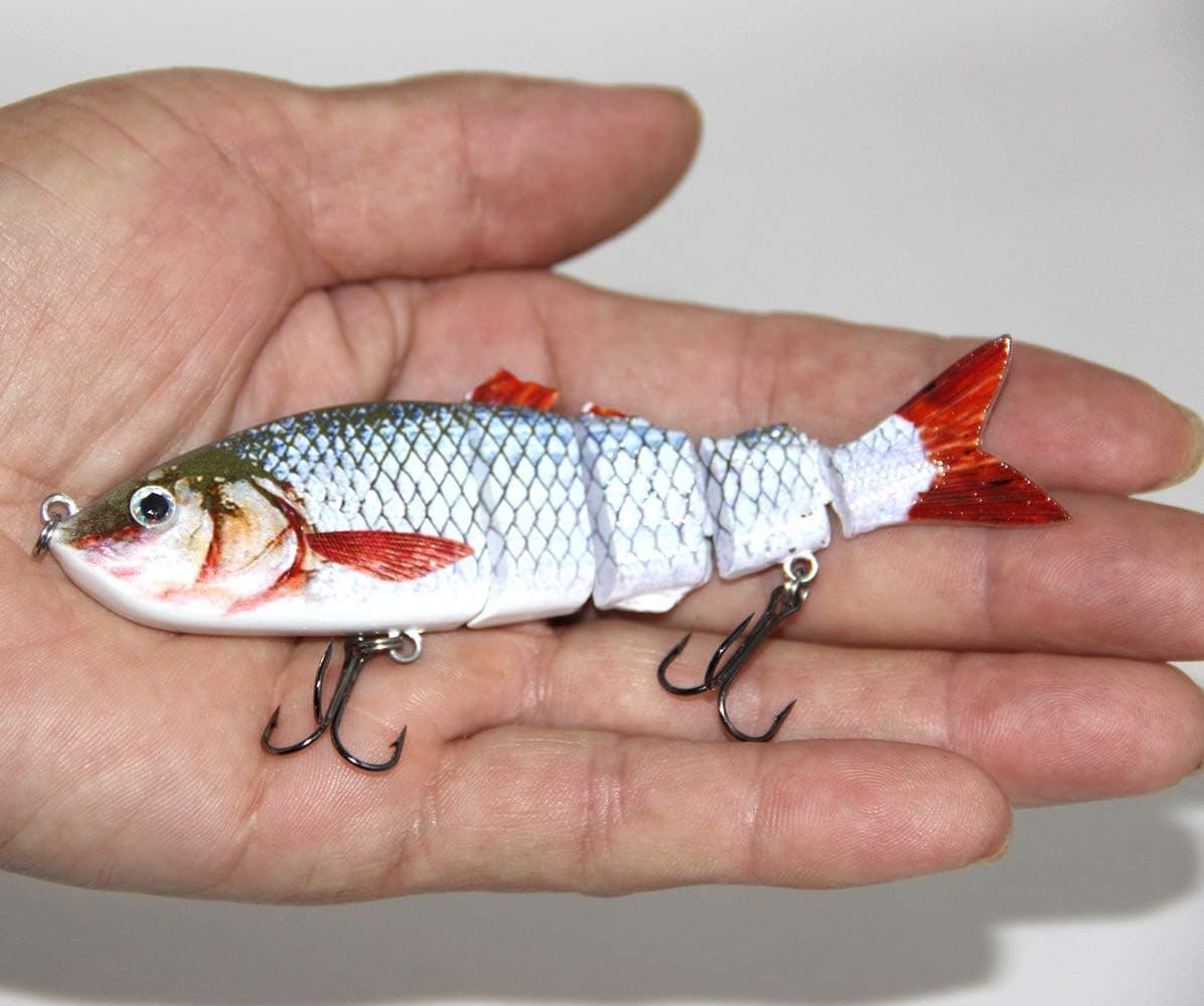 Discover-F 4.5 Inches Micro Small Multi Jointed Fishing Life-Like Hard Lure Bass Bait Swimbait Crank Shad Herring Bass Crucian Pike Muskie (C)