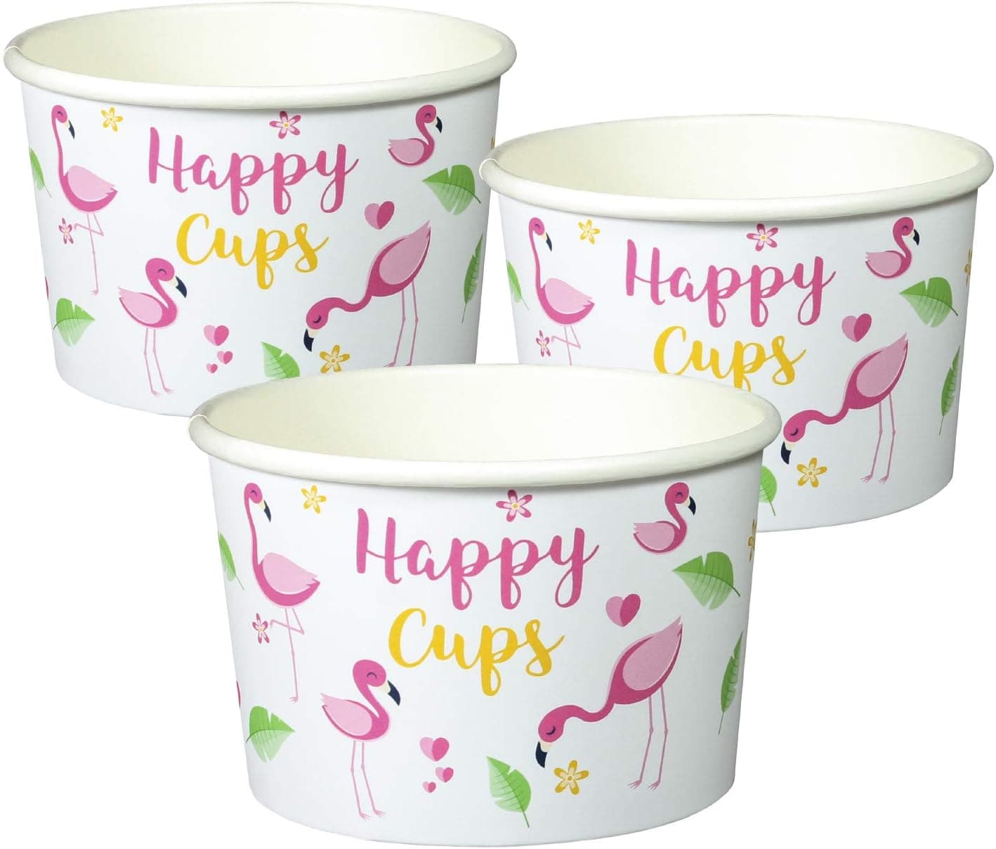 Happy Cups Flamingo Party Cups Pack of 50 Paper Cups for Birthday Party Supplies, Flamingo Party Decorations, Pool Party, Hawaiian Party