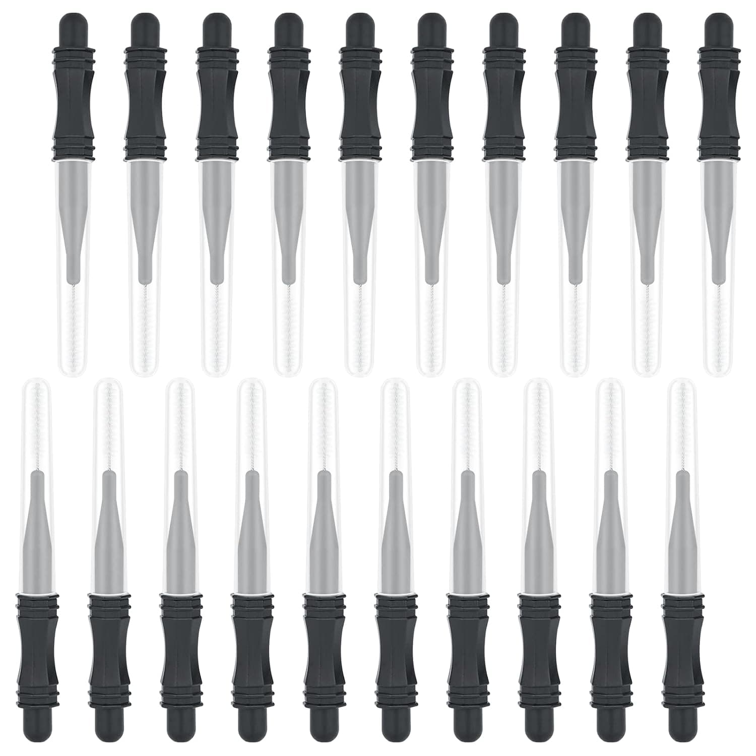 Micro Eyebrow Brush with Cap, 20PCS Brow Lamination Brush Eyelash Spoolie Brush Tools for Eyebrows and Eyelashes Extensions, Lash Lifting, Perming Eyebrows (Black)