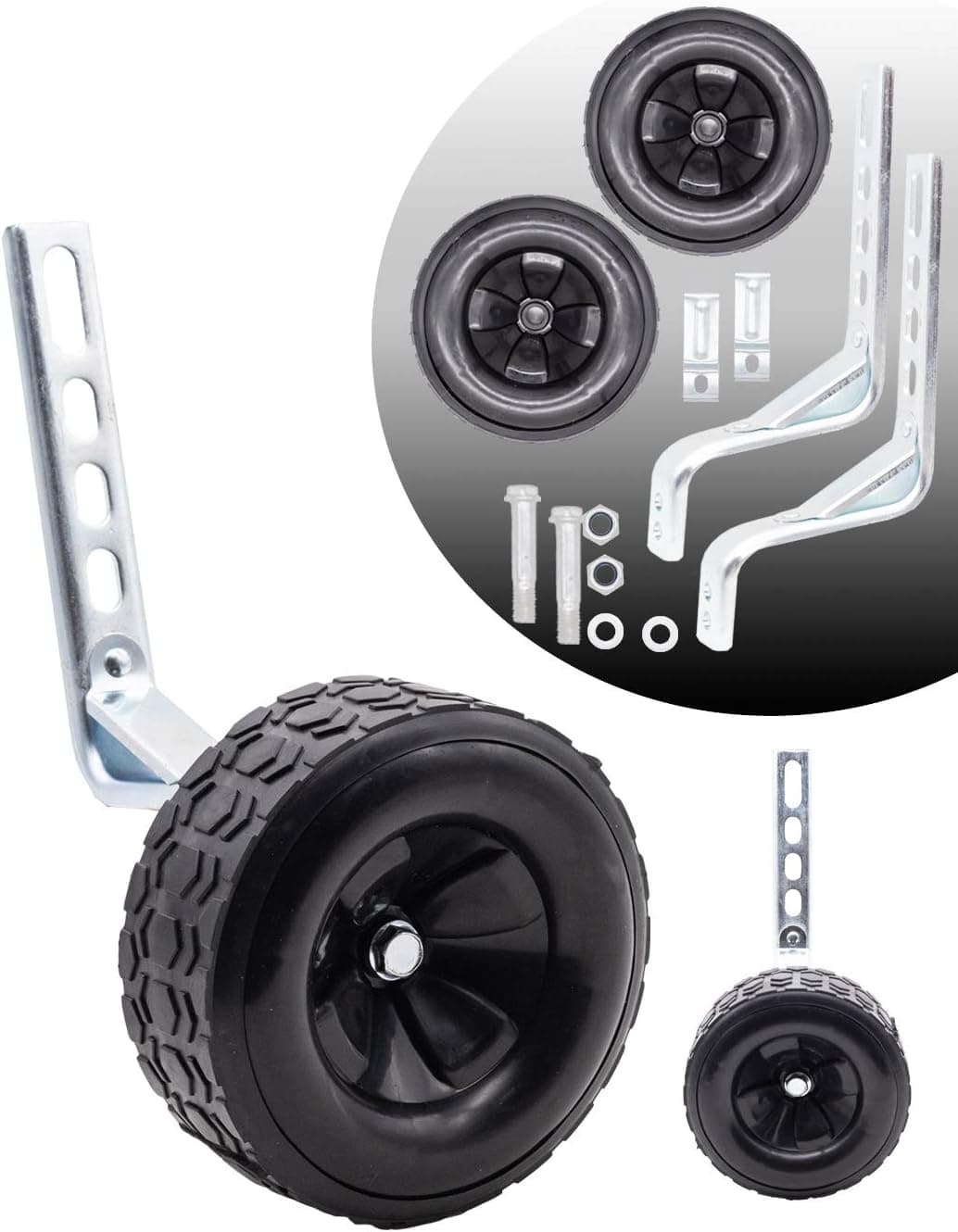 MOLI DEE Bicycle Training Wheels Fits 16 18 20 22 24 inch Kids Bike (Black-1)