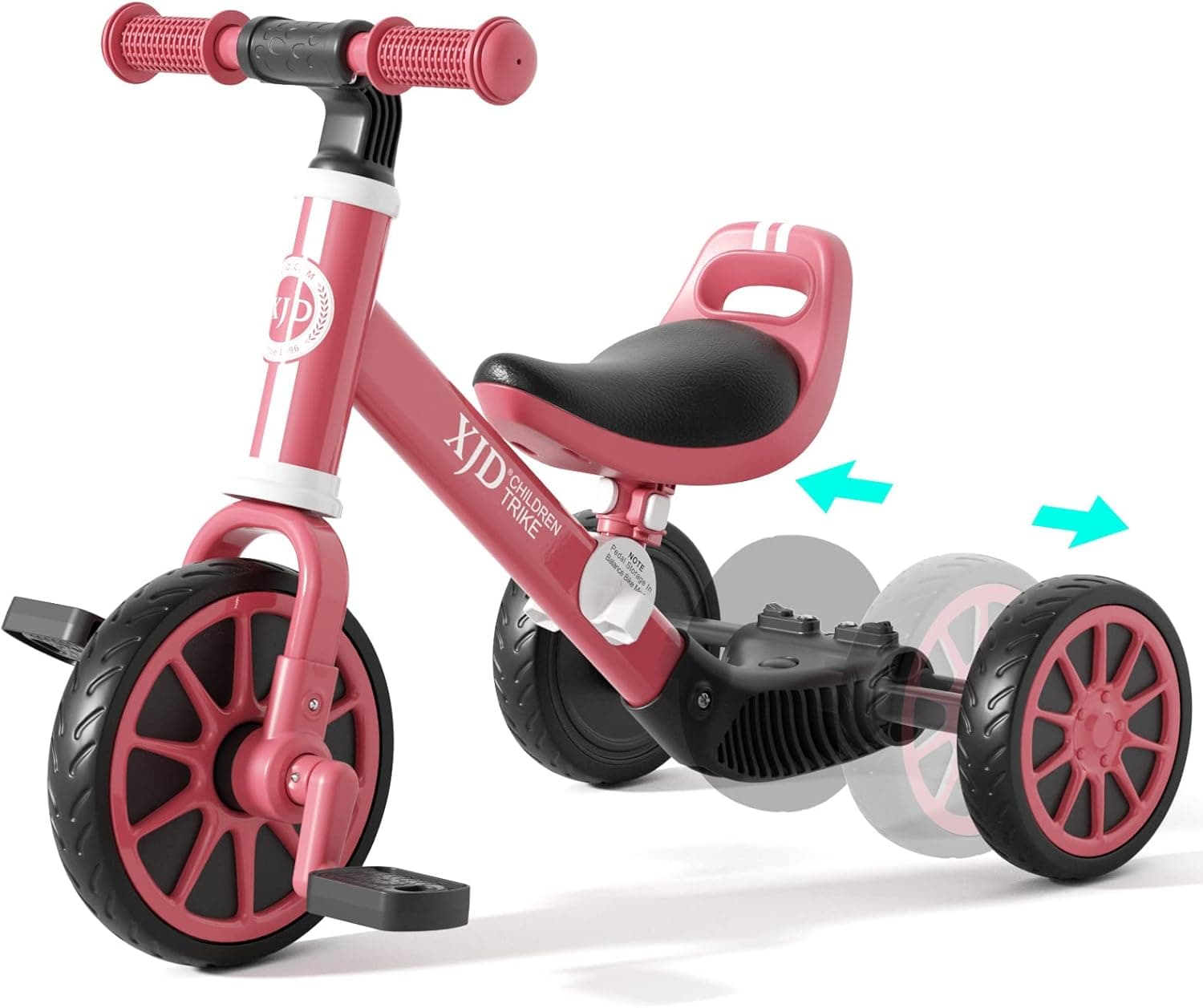 XJD 5 in 1 Kids Tricycles for 10 Month to 4 Years Old Toddler Bike Kids Trike Boys Girls Trikes for Toddler Tricycles Baby Bike Infant Trike with Adjustable Seat Height and Removable Pedal