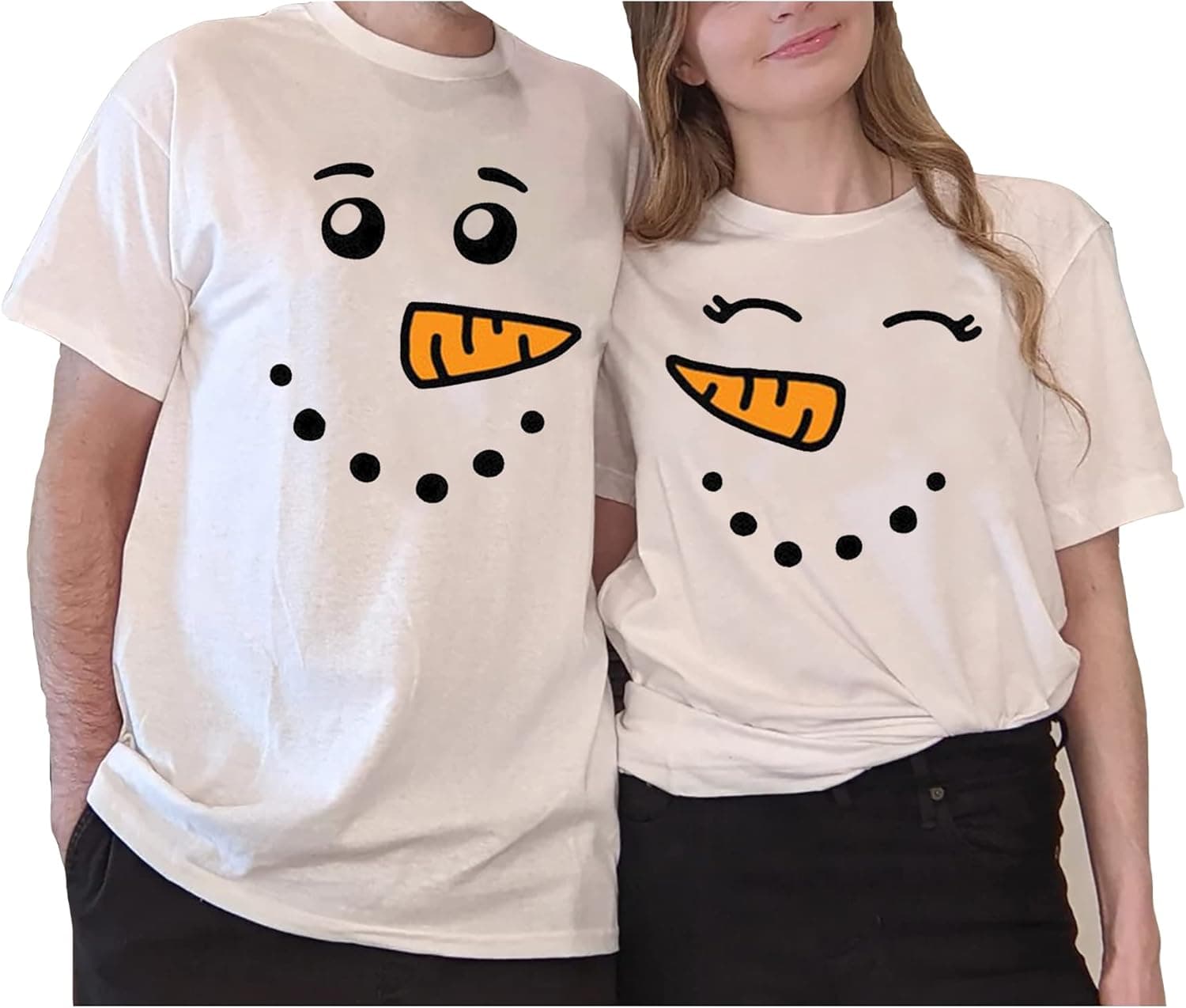 Snowman Snowwoman Face,couple Matching Pajamas, Honeymoon Holiday,family Christmas For Her And Him, Christmas Couple Sweaters, Christmas Couple Shirt, Multicoloured