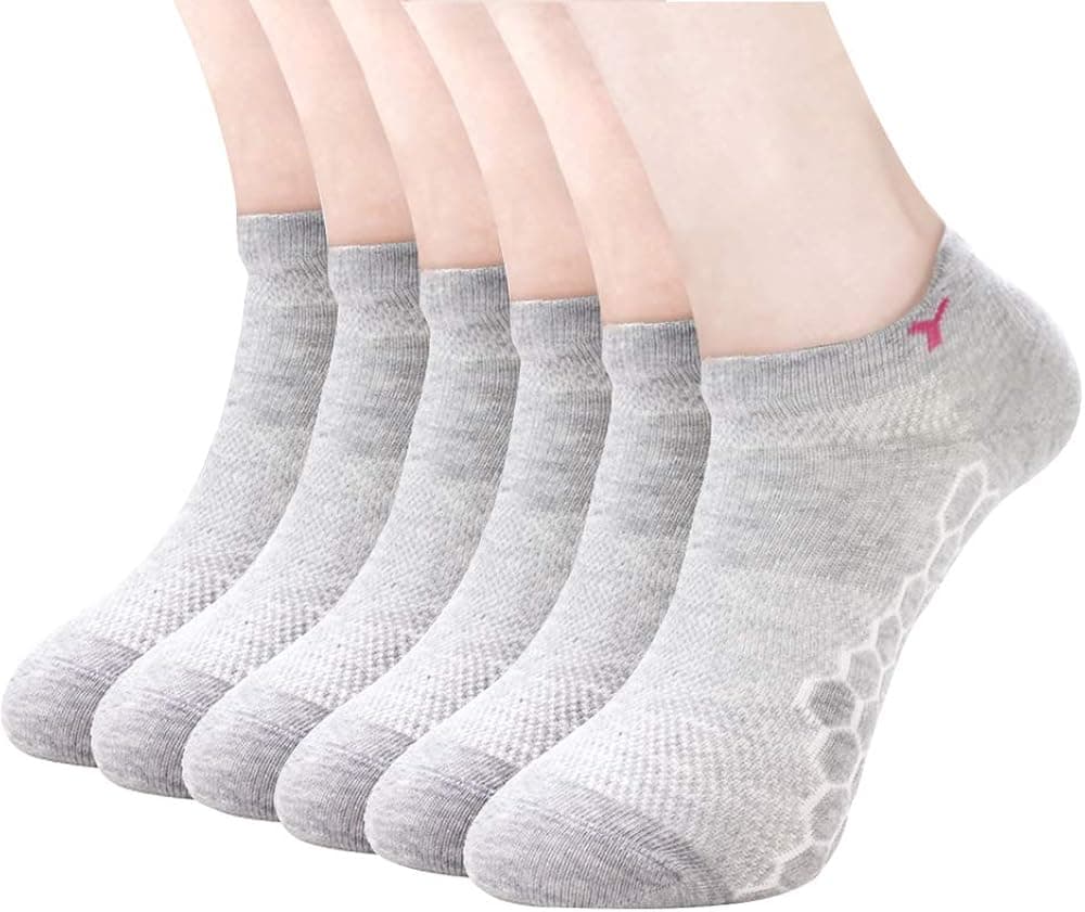 Vicien YSOCKS Low Cut Ankle Athletic Socks for Men and Women, Ankle Athletic Socks No Show Non-Slip Sports Tab Socks, Medium Size (6 Pairs)