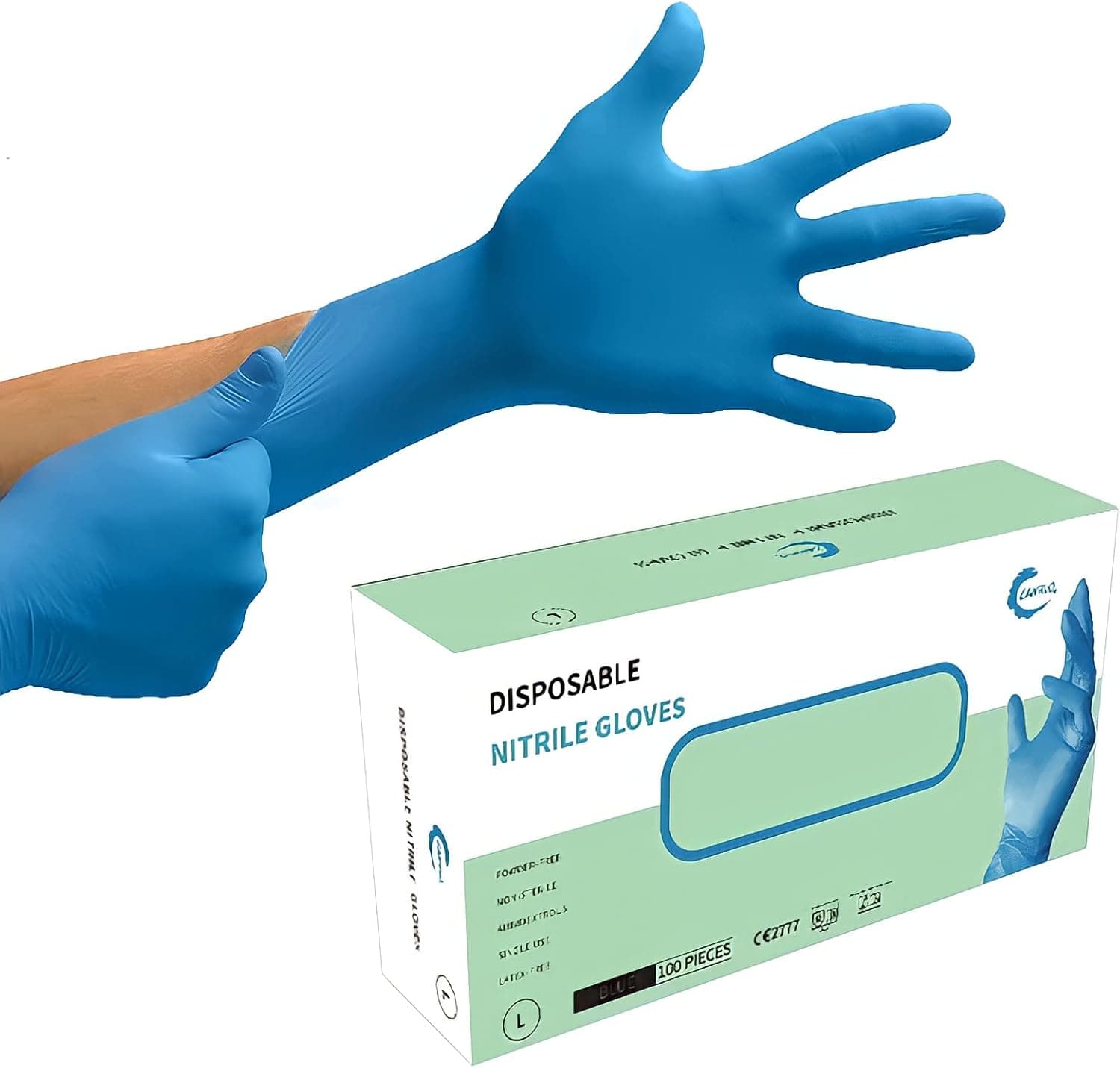 LANHUO Nitrile Disposable Gloves - Powder-Free & Latex-free - 4MIL 100Pcs Multi-purpose Medical Exam Gloves