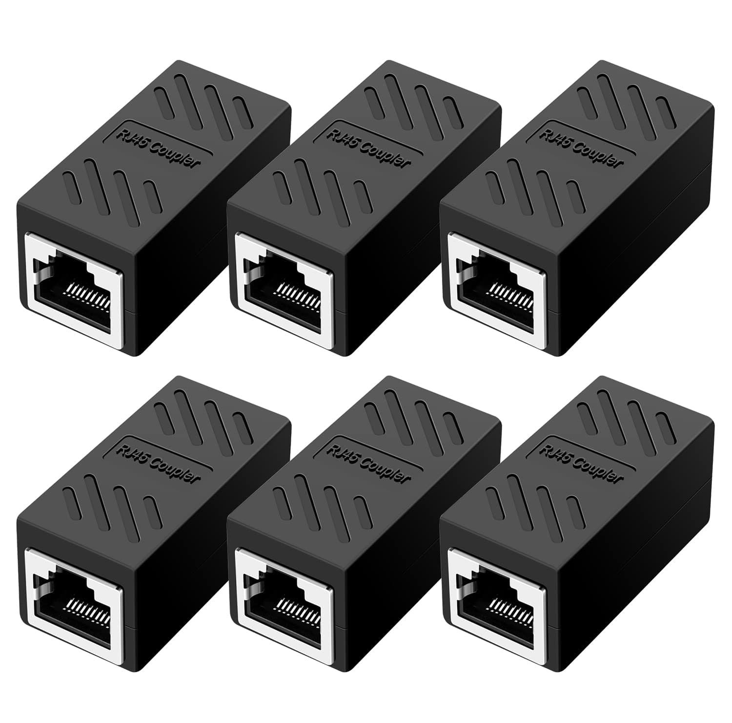 Dingsun RJ45 Coupler, Play and Plag Inline Coupler, Cat5 Coupler, Extended Network Cable Compatible Cat5 / Cat5e / Cat6 / Cat7 Ethernet Coupler,Ethernet Cable Extender (Black 6 Pcs)