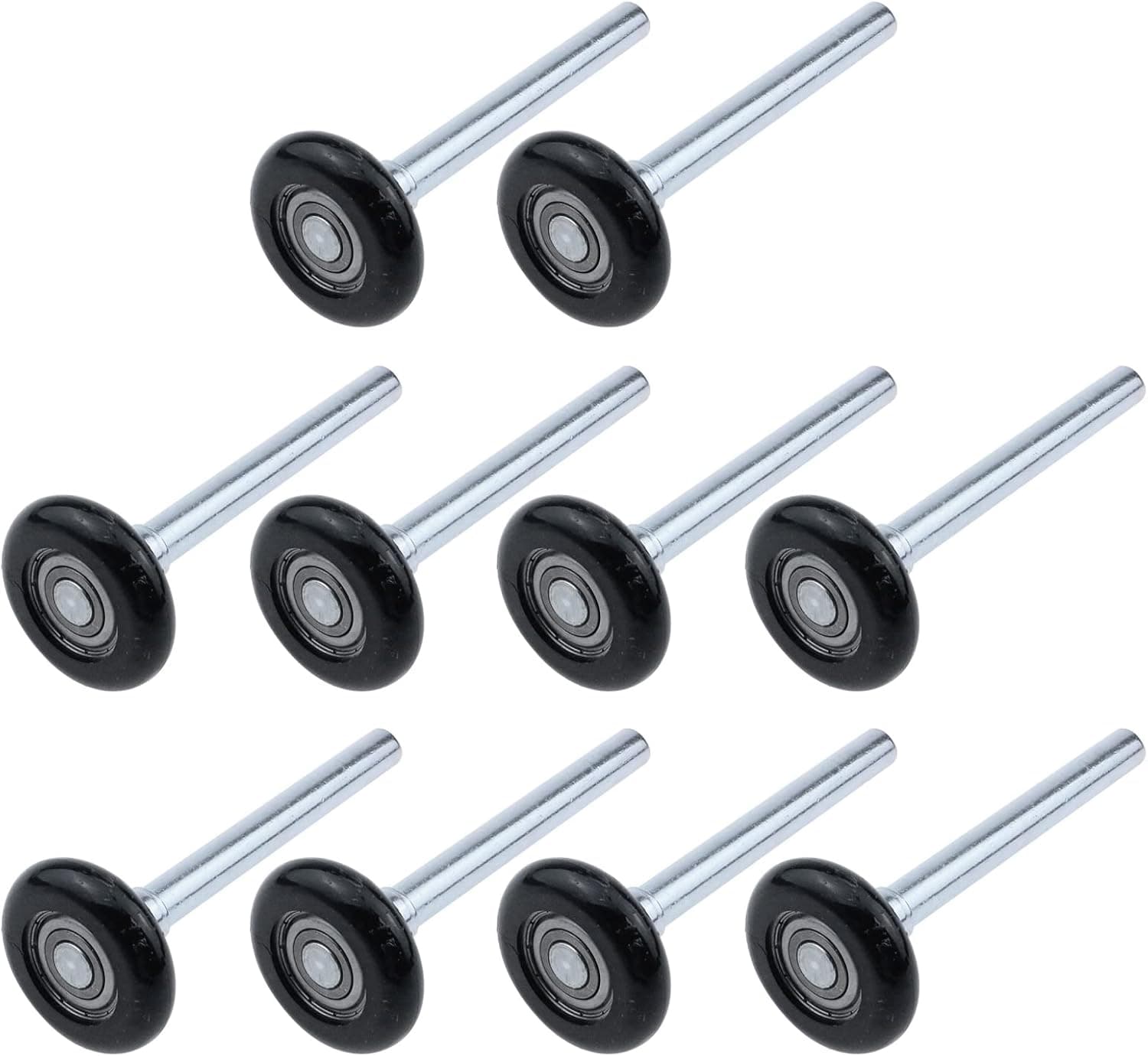 Semetall 10 Pack Premium Nylon Garage Door Roller,1.8" Wheels and 4.7" Stem,Quiet and Durable(Black)