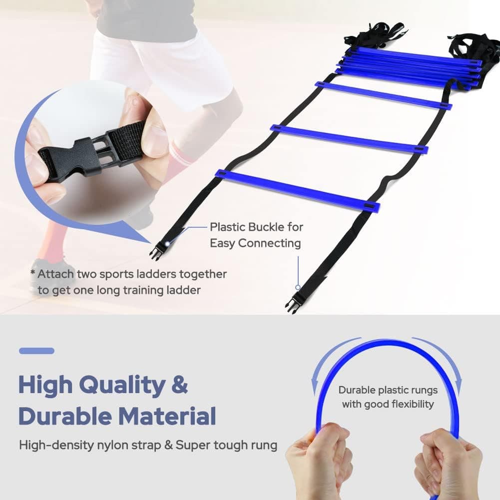 GHB Pro Agility Ladder Agility Training Ladder Speed 12 Rung 20ft with Carrying Bag