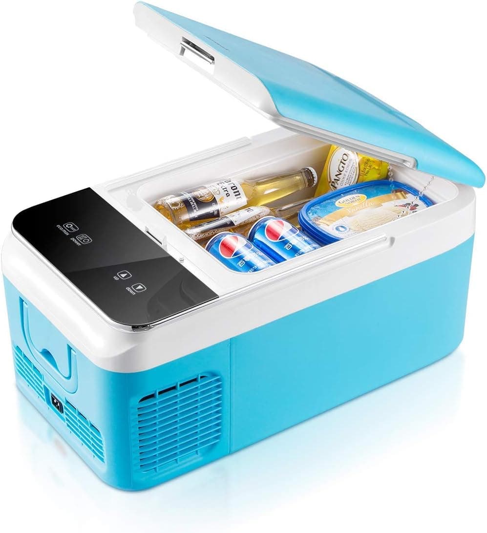 Ausranvik Car Fridge Portable Freezer (16 Quart), 12V Fridge, -4°F~50°F, DC 12V and AC 110V Compatible, Digital Touch Control (Renewed)
