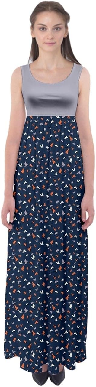 CowCow Womens Summer Boho Retro Funny Bird Palm Trees Beach Design Empire Waist Long Maxi Dress, XS-5XL