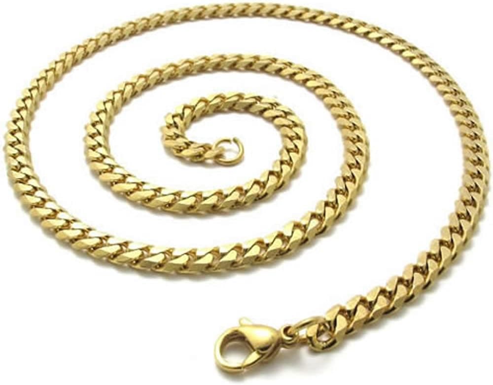 KONOV 4mm Gold Stainless Steel Mens Necklace Chain 14-40" inch, 4mm