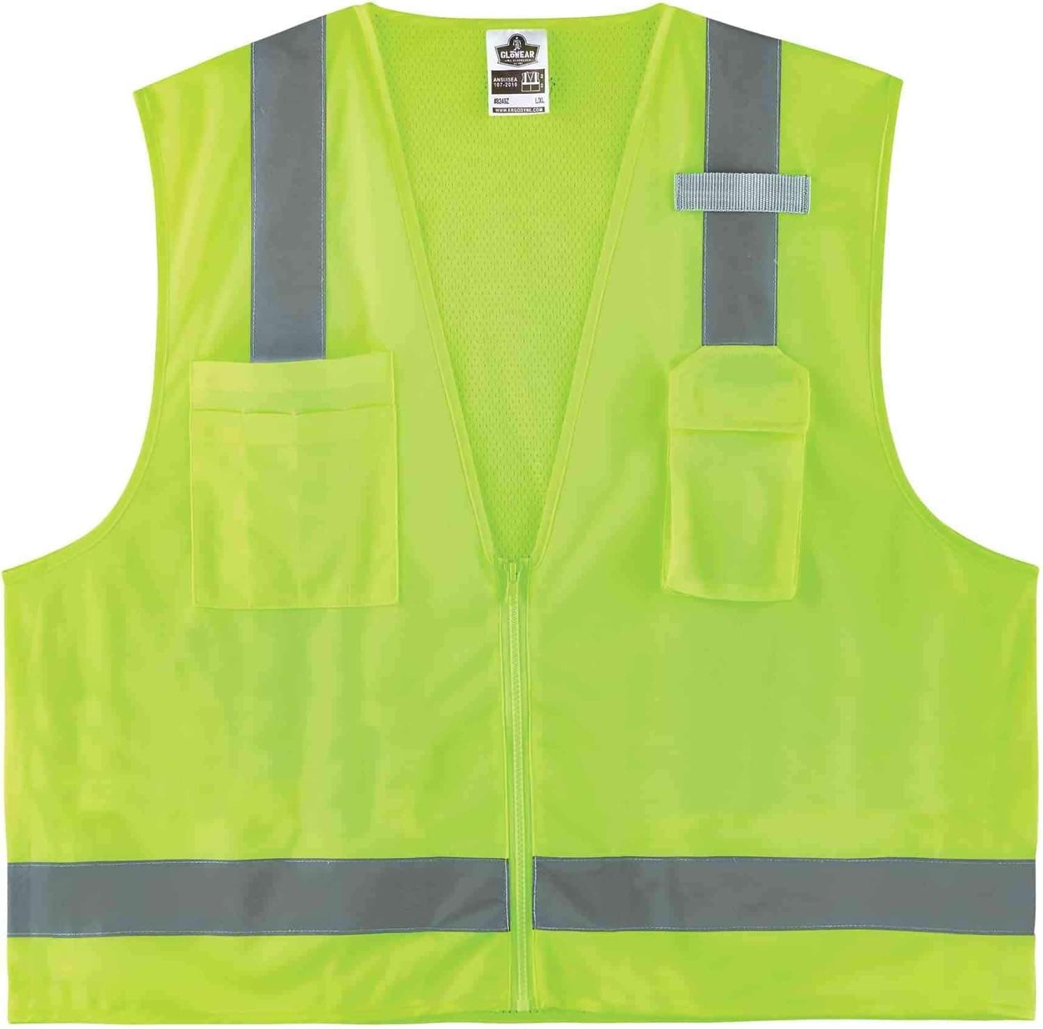 Ergodyne Unisex - Class 2 Economy Surveyors Vest Zipper, Lime, Large-X-Large US