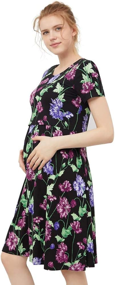 octmami Maternity Dress Breastfeeding Nursing Dress Women Short Sleeves Clothing