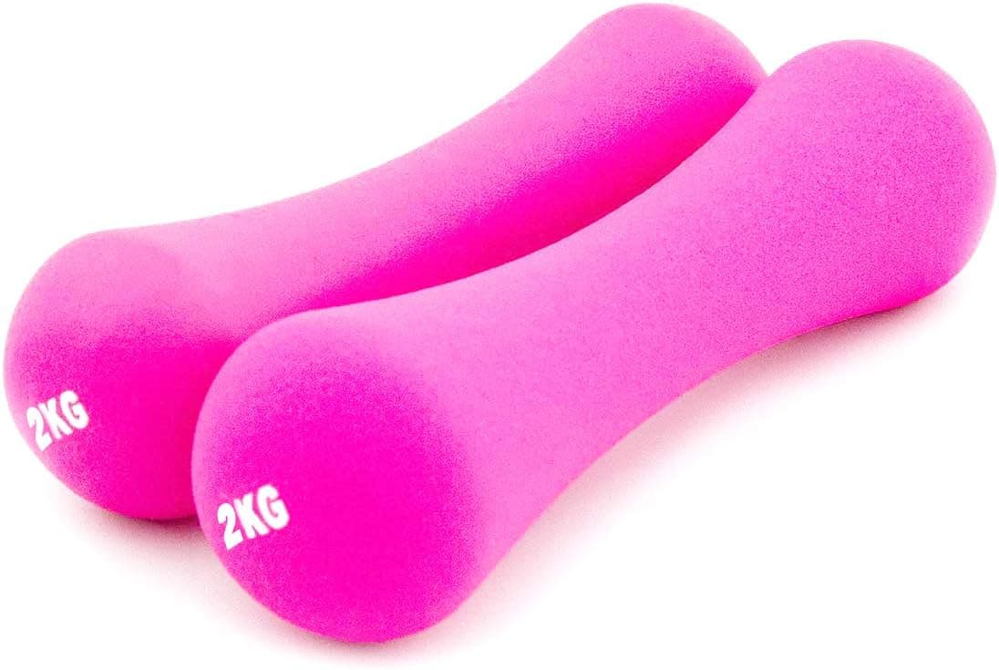 Hand Weights Neoprene Dumbbells Set of 2 for Women Non-Slip Grip Exercise & Fitness 4 lb Dumbbells,All-Purpose Non-Slip&No Odor Rubber Hand Dumbbells for Strength Training Exercise,Each 4lb Pink