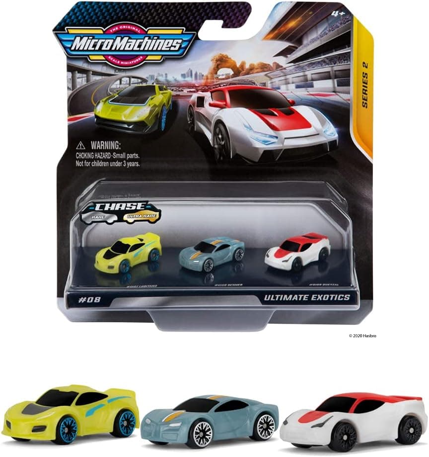Micro Machines MMW0004 Starter Pack, Ultimate Exotic - Includes 3 Vehicles, Race Cars, Possibility of Something Strange - Toy Car Collection, Assorted Model, 1 Unit