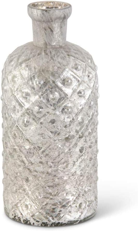 K&K Interiors 17014A-1 14.25 Inch Criss Cross Mercury Glass Vase