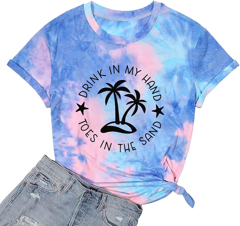 Beach Please T Shirt Women Seaside Beach Shirt Hawaiian Vacation Tops Summertime Tees Funny Graphic Short Sleeve Shirt