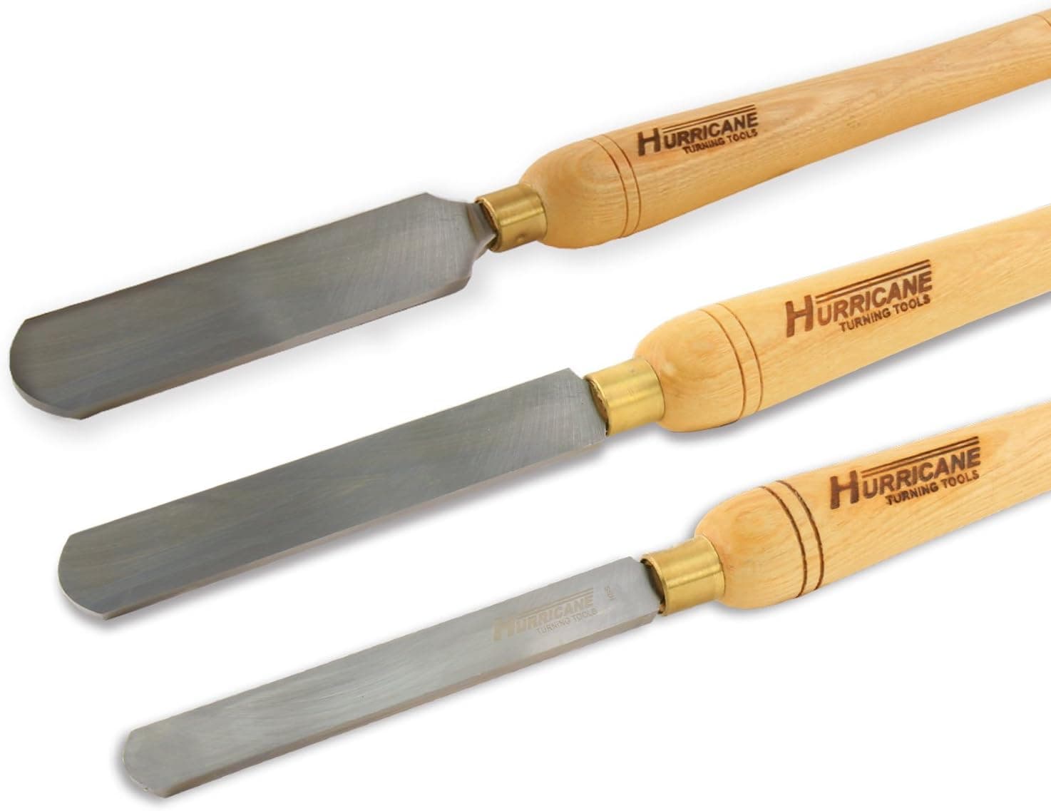 Hurricane Turning Tools, HSS, 3 Piece Round Nose Scraper Set (3/4", 1" and 1 1/2"), Standard Series Woodturning Tools