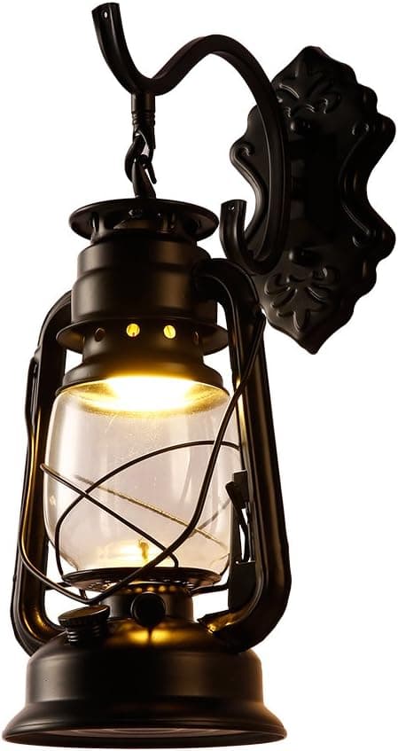 IJ INJUICY NJUICY Kerosene Wall Lantern Light, Vintage Metal & Glass Wall Sconce Lights for Bedroom Living, Dining Room, Cafe Bar, Hallway Décor