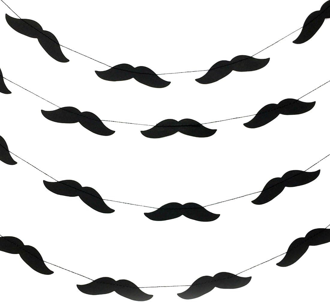 Bobee Mustache Party Decorations Paper Garland Streamers, one Strand for 14 feet, 48 Mustaches per Strand