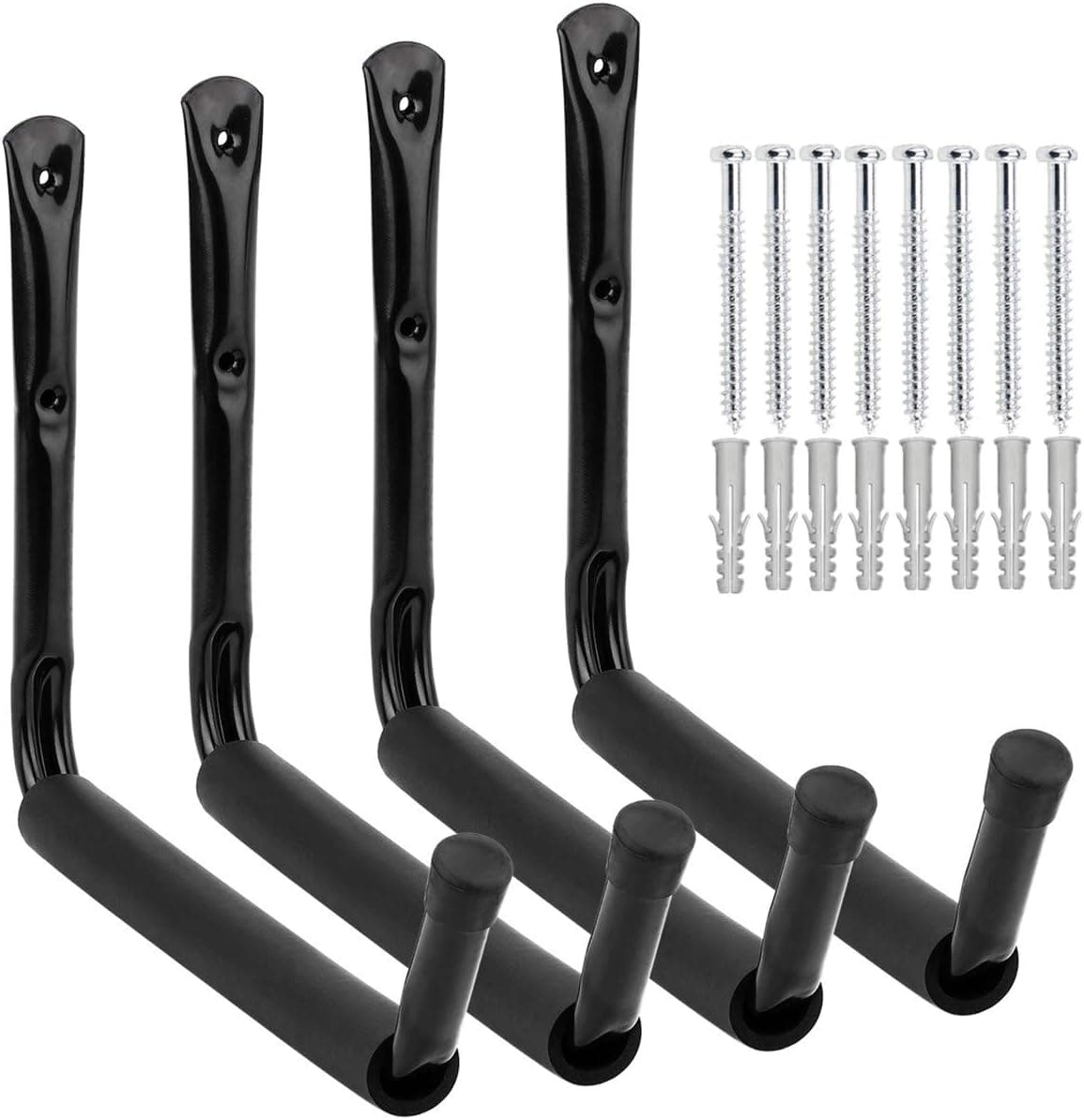 Yisunnan Heavy Duty Giant Garage Storage Hook Wall Mounted Utility Hanging Rack for Surfboard,Ladder,Kayak, 4 Pcs 13.2" Garage Storage Hook with EVA Protector