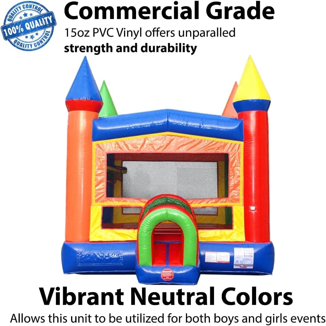 TentandTable Rainbow Commercial Inflatable Castle Bounce House, Indoor Outdoor Backyard Bouncer for Kids and Adults, Includes 1HP Blower & Stakes - 14' L x 13' W x 15' H