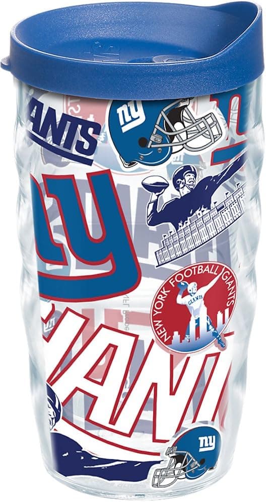 Tervis Made in USA Double Walled NFL New York Giants Insulated Tumbler Cup Keeps Drinks Cold & Hot, 10oz Wavy, All Over