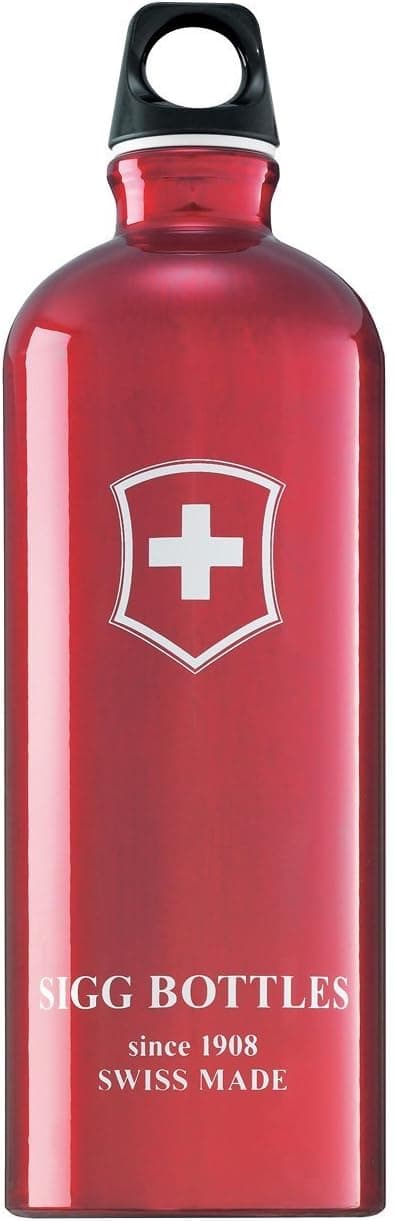 Sigg Lifestyle Loop Top Water Bottle (1.0-Liters, Swiss Cross, Red Transparent)