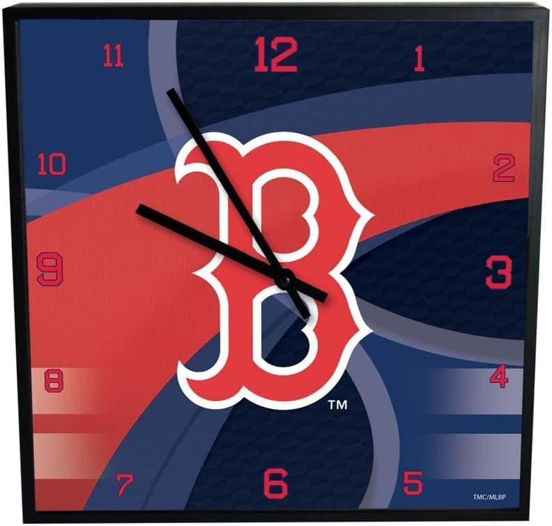 The Memory Company MLB Boston Red Sox Official Carbon Fiber Square Clock, Multicolor, One Size