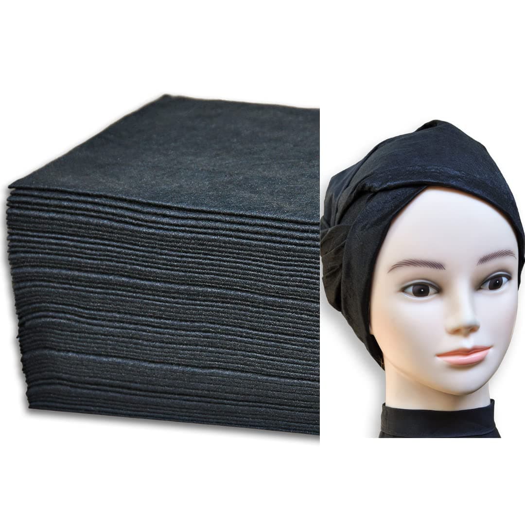 DAVELEN Disposable Large Luxury Towels (50-Count) Spa and Salon Quality Softness for Guests, Clients | Hair, Face, Body Use | Luxurious Comfort, Ecofriendly | Towels Size: 31.5” x 15 (black)